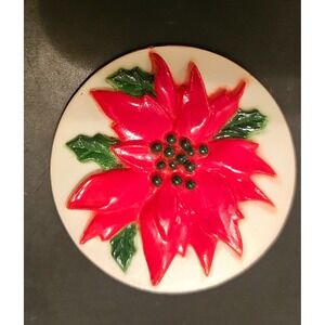 Poinsettia Flower Pin ‎ Christmas Holiday Red Green